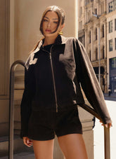Austina Faux Suede Boxy Jacket - Chocolate