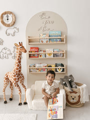 Arched Wall Reading Corner Set (includes wall decal, shelving, sofa, and decorative sign)