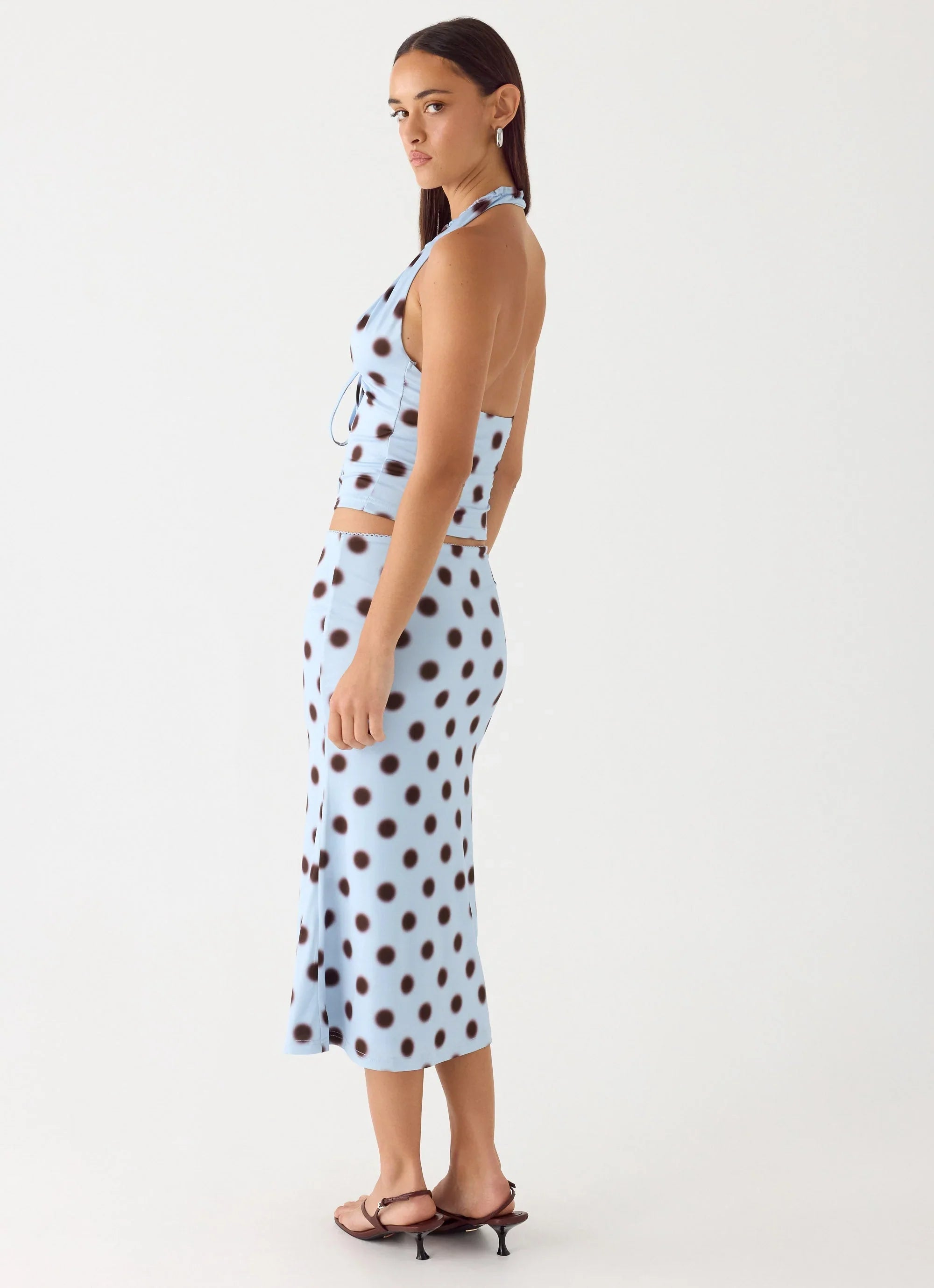 Ask You Twice Top - Blue Mocha Dot