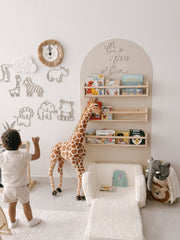 Arched Wall Reading Corner Set (includes wall decal, shelving, sofa, and decorative sign)