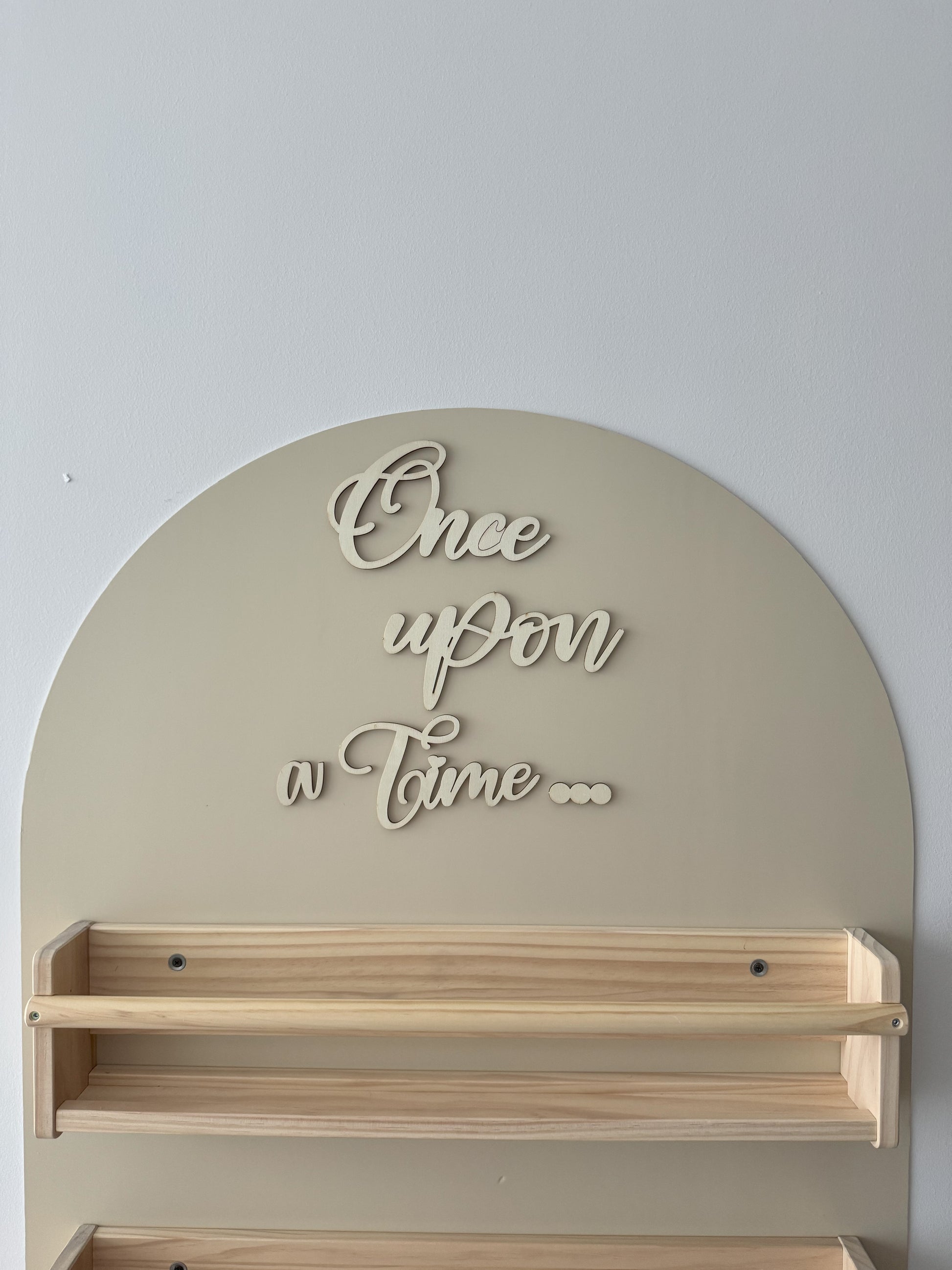 Arched Wall Reading Corner Set (includes wall decal, shelving, sofa, and decorative sign)
