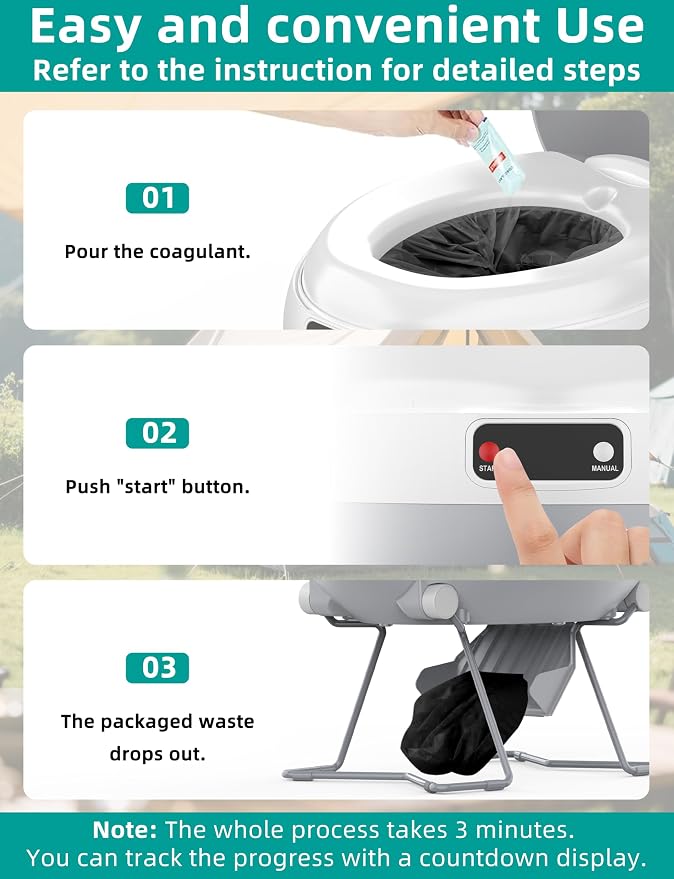 All-In-One Rechargeable Portable Waterless Dry-Flush Toilet