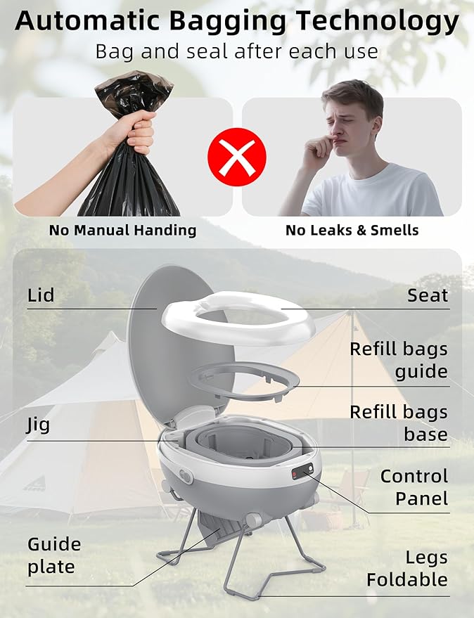 All-In-One Rechargeable Portable Waterless Dry-Flush Toilet