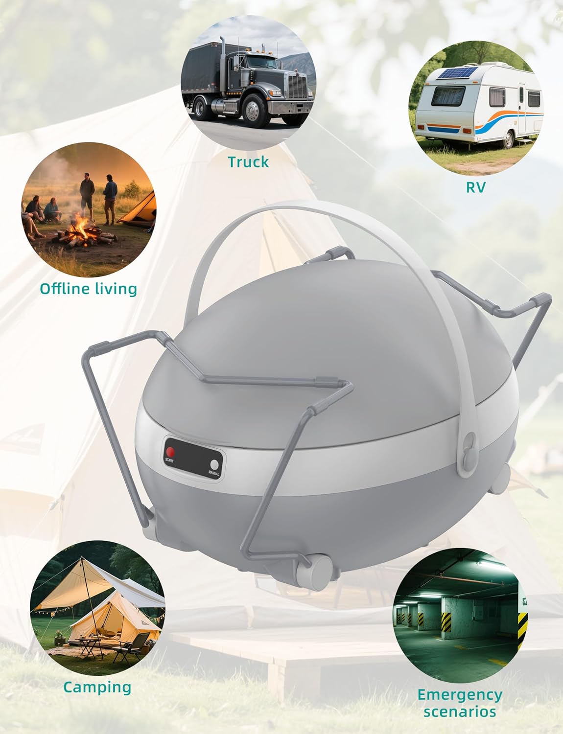 All-In-One Rechargeable Portable Waterless Dry-Flush Toilet