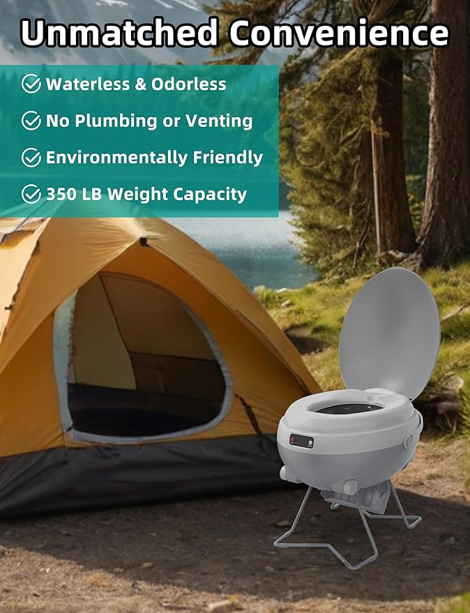 All-In-One Rechargeable Portable Waterless Dry-Flush Toilet